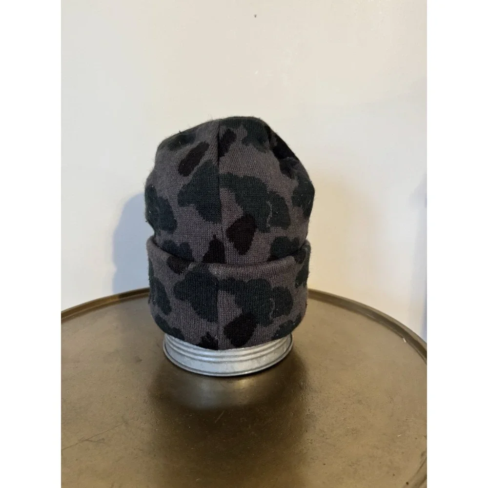 Carhartt Thick Winter Hat Toboggan Beanie Camo Print Black Gray Camouflage - Picture 2 of 4